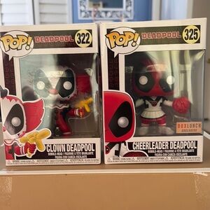 Funko Pop Clown and Cheerleader Deadpool Figures